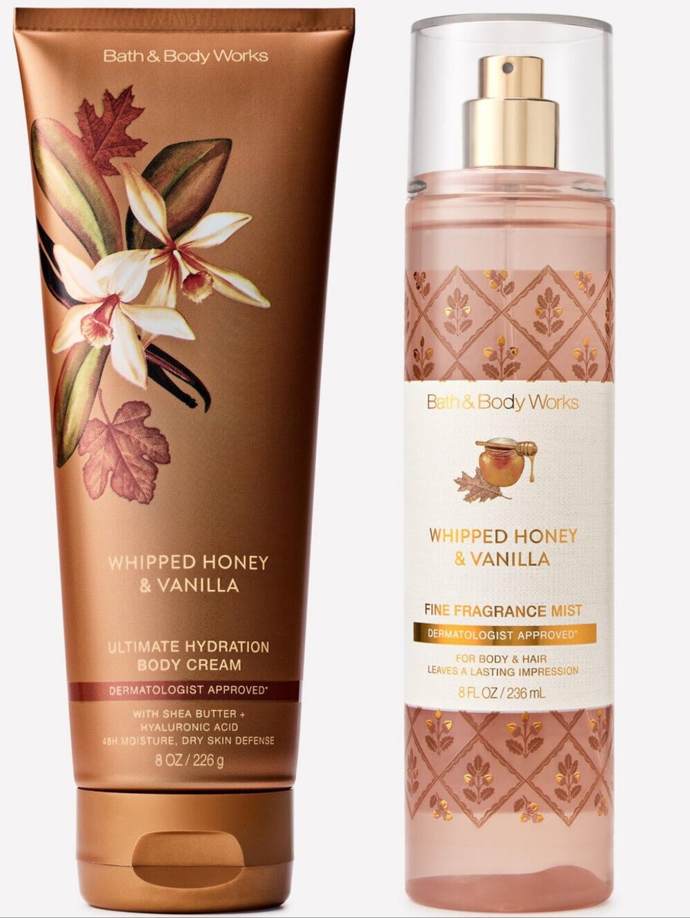 Bath Body Works Whipped Honey & Vanilla Fragrance Mist & Body Cream Set NEW